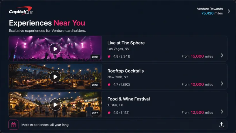 Loyalty rewards interface featuring creator video