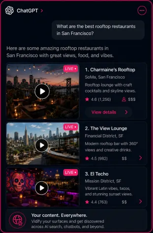 AI search result with embedded creator video