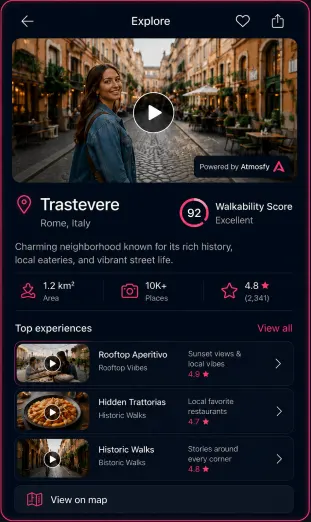 Travel app embedding creator video